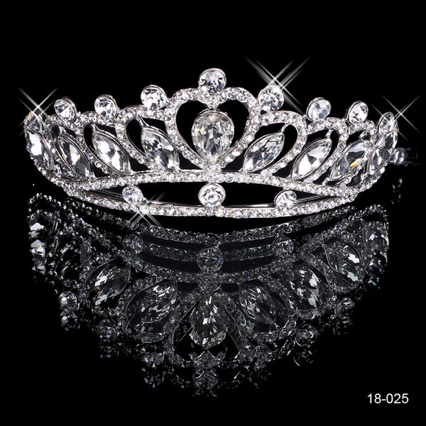 

18025 clssic hair tiaras in stock diamond rhinestone wedding crown hair band tiara bridal prom evening jewelry headpieces, Silver
