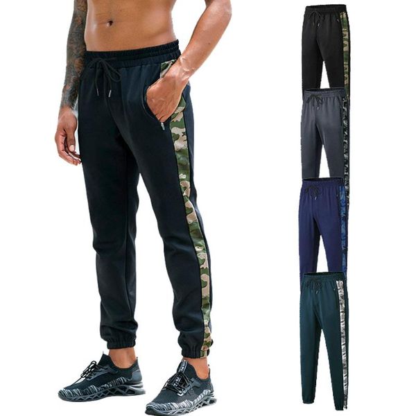 

men running sports loose long pants runnig basketball football jogger with zipper pockets daily casual trouser male activewear, Black;blue