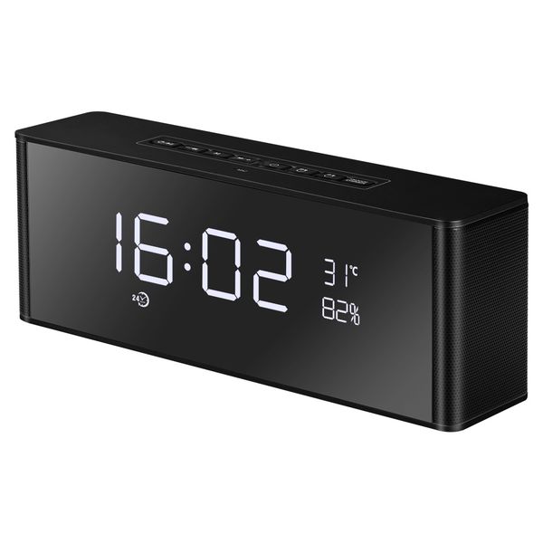 

alarm clock bluetooth speaker 10w portable wireless 3d surround stereo speakers support handstf fm aux led display