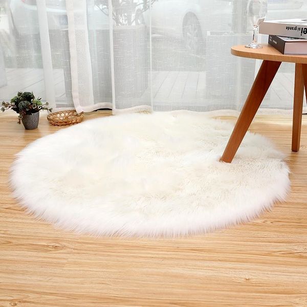 

new indoor living room imitation wool floor mat bed carpet sofa carpet round wool floor mat bedroom sofa bed blanket