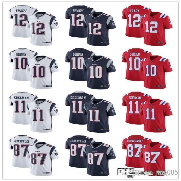 

mens womens youth new englands patriots 12 tom brady 87 rob gronkowski 11 julian edelman 10 josh gordon custom football jerseys, Black;red