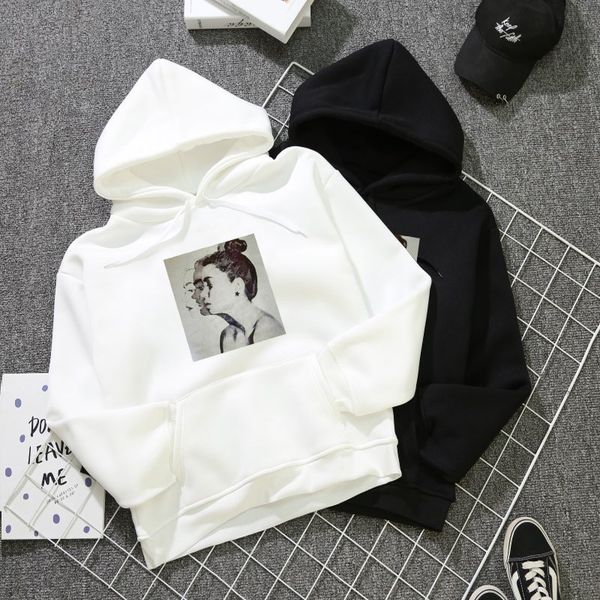 

real s9103# couple's pullover brushed hoody female student business attire loose hooded jacket padded jacket fashion, Black