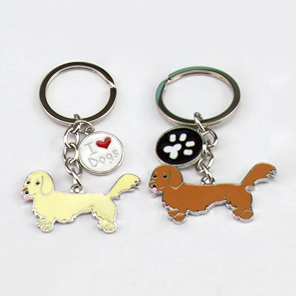 

dachshund dog pendant key chains for women men pet animal bag charms car keychain key ring holder couple lover keychain gifts, Silver