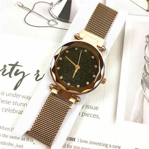 

nice new rose fashion women watch luxury stainless steel design relojes de marca mujer magnet buckle lady quartz clock lady dress watch, Slivery;brown
