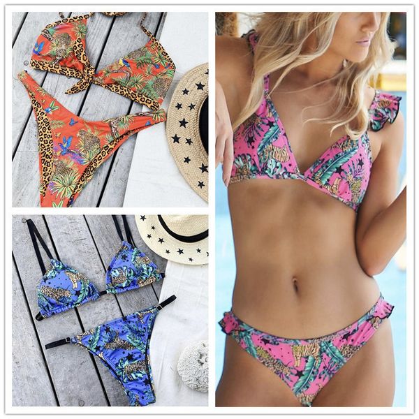 

leopard swimsuit female string lace up bikini 2020 high cut swimwear women summer bathers halter bikini set swim, White;black