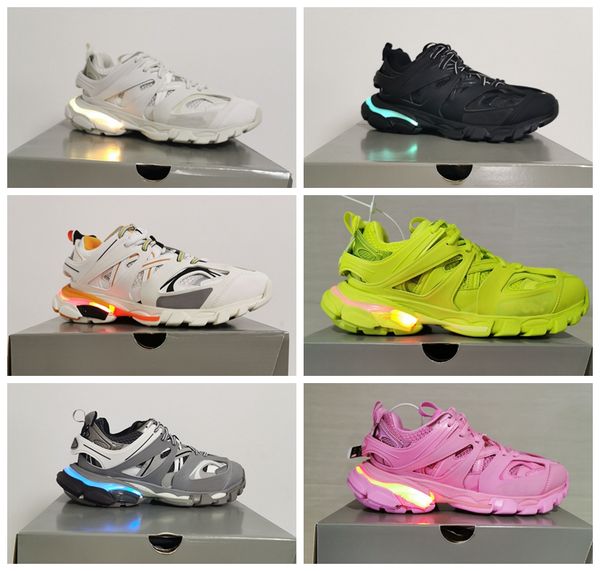 

2020 new luxury designer shoes triple s sneakers men women track trainer release 3.0 paris dad led sole with 11 color lights