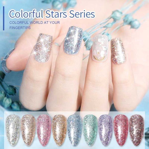 

skvp glitter bright soak off uv gel polish multi shape thermal sequin semi permanent led nail art gel starry color lacquer, Red;pink