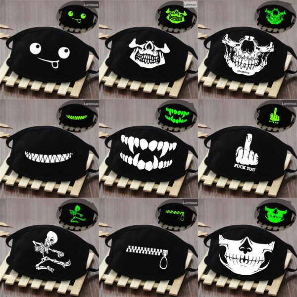 

2020 aqua skull face mask reusable cartoon print cubrebocas colores ultraviolet proof washable running riding bike protective mask gf#790, Black