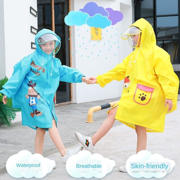 

ojt0c cartoon student backpack poncho animal-shaped children's raincoat backpack rain gear rain gear male and female baby one-piece pon, Black