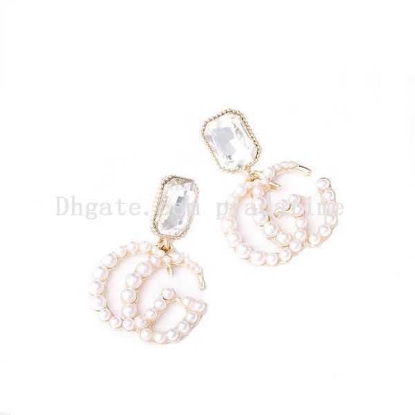 

men women delicate pearl letter earrings trend jewelry diamond earring simple accessories dating jewelry, Golden