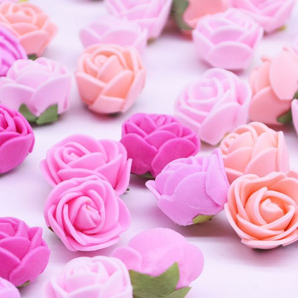 

50/100/200pcs 2cm mini artificial flower head pe foam bear rose for diy wedding birthday party deco valentine's day fake flowers