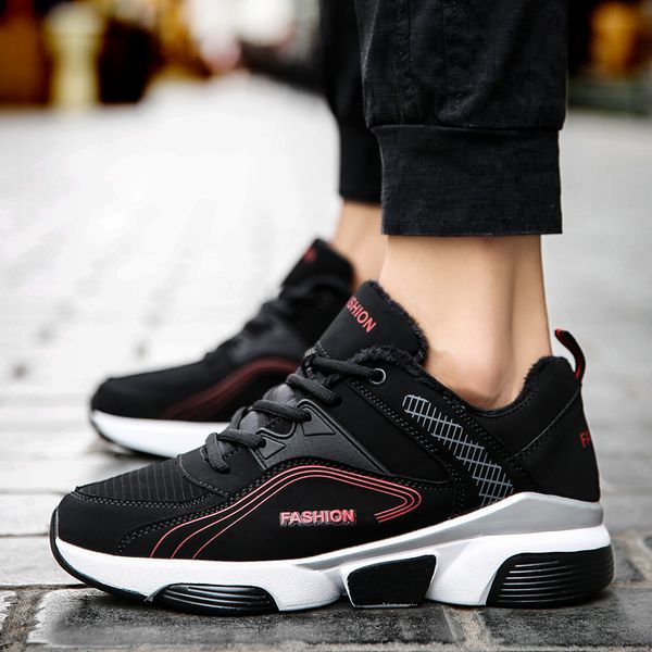

big size footwear 38-48 men's winter shoes fur plush running sneakers lace up outdoor sport shoes men trainning sneakers