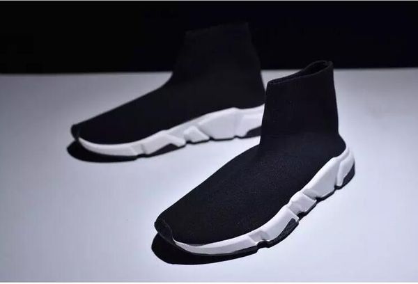 

luxury paris designer sock speed trainer stretch knit mid black white brand fashion breathable casual shoes for men women size 46 cs04