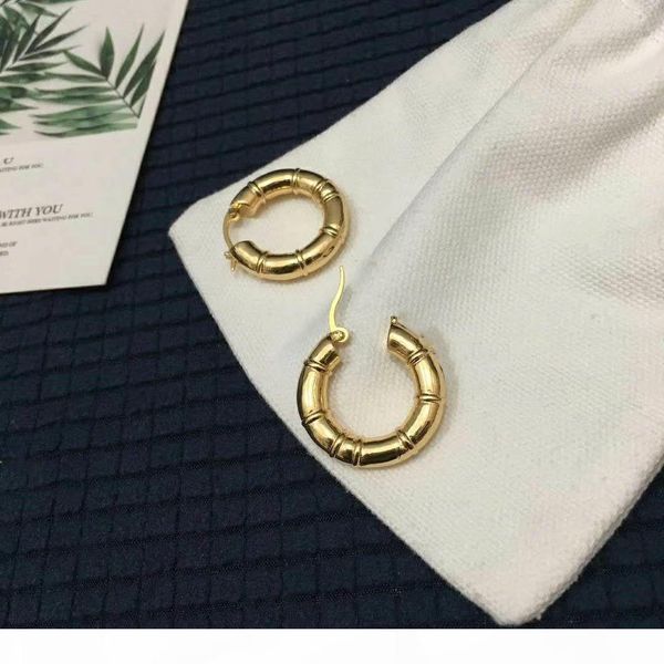 

u selling explosion -proof bamboo ring electroplating thick gold wild designer earrings luxury designer jewelry women earrings, Golden
