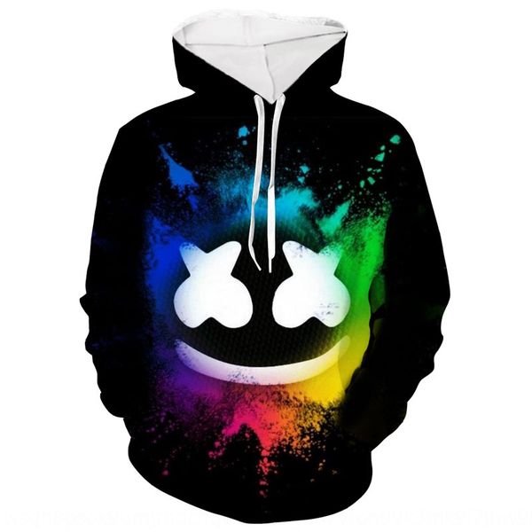 

2019 autumn sweater digital new marshmello3d digital printing fashion brand hooded sweater men's aw423, Black