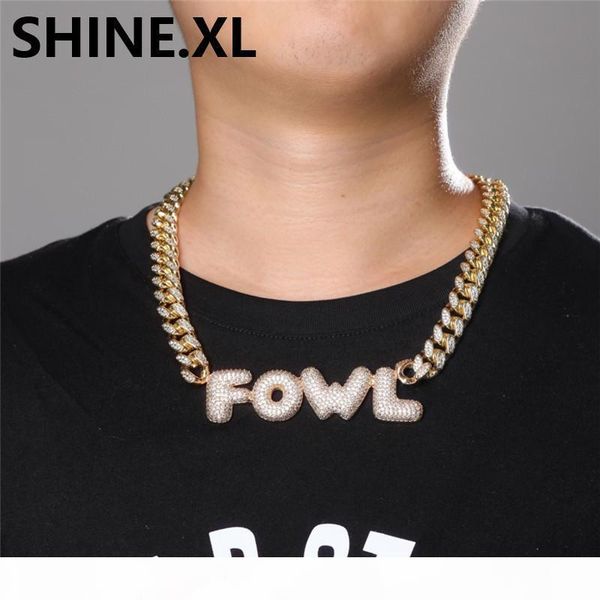 

18k gold iced out custom letter name with cuban link chain for men diy gift christmas gift, Silver