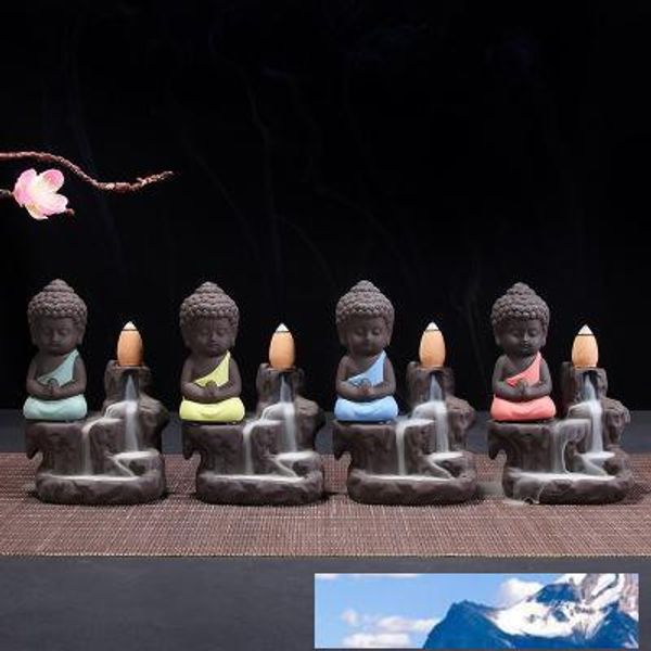 

censer safety foam packaging small buddha backflow incense burner purple sand monk censer mini ceramics ornament fragrance mountain eea386