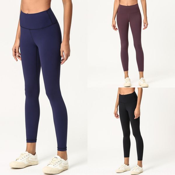 

new double-sided sports fitness sanding yoga women's high waist sports fitness pants skin-friendly nude yoga ninth pants, White;red