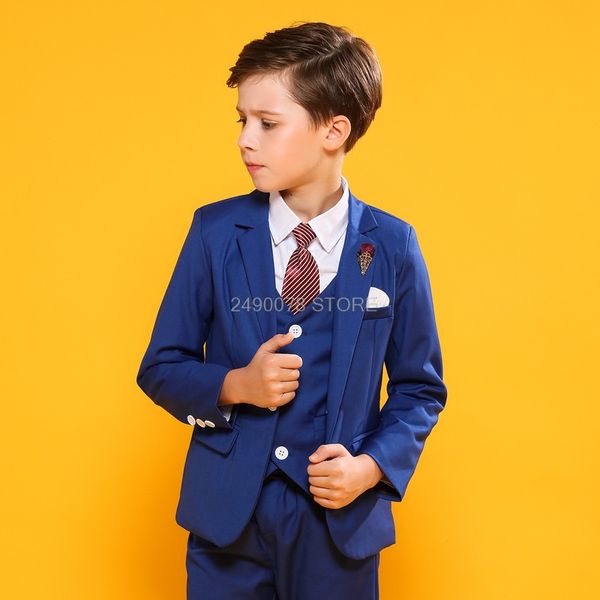 

kids formal jacket vest pants bowtie 4pcs party dress flower boys wedding suit children piano tuexdo clothing set blazer costume, White