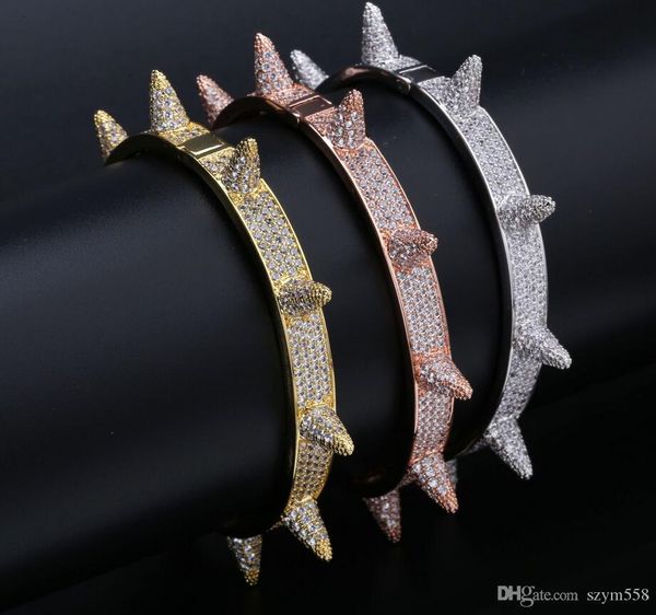 

hip hop bracelet full diamond nail pendant bracelet micro cubic zirconia copper pendant set diamond necklace miami cuban