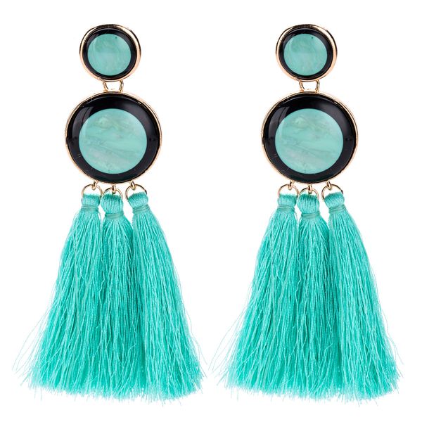 

eh8125 exaggerated resin multilayer tassel earrings ring women's fashion earrings, Golden