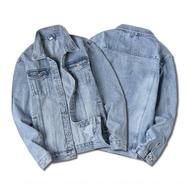 

2020 new men's spring and autumn simple denim jacket men's blue gray fried sand denim jacket, Black;brown