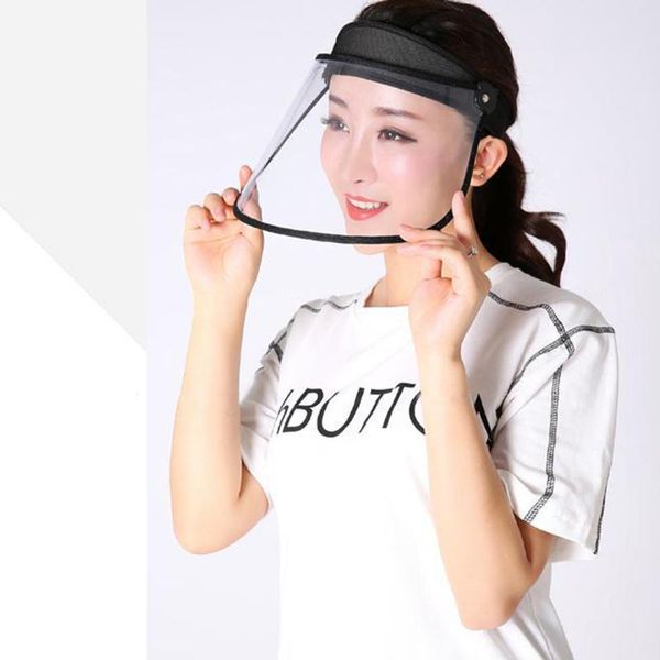 

transparent adjustable visor cap women men helmet plastic anti-spitting droplet dustproof protective safety faceshield cover hat, Black
