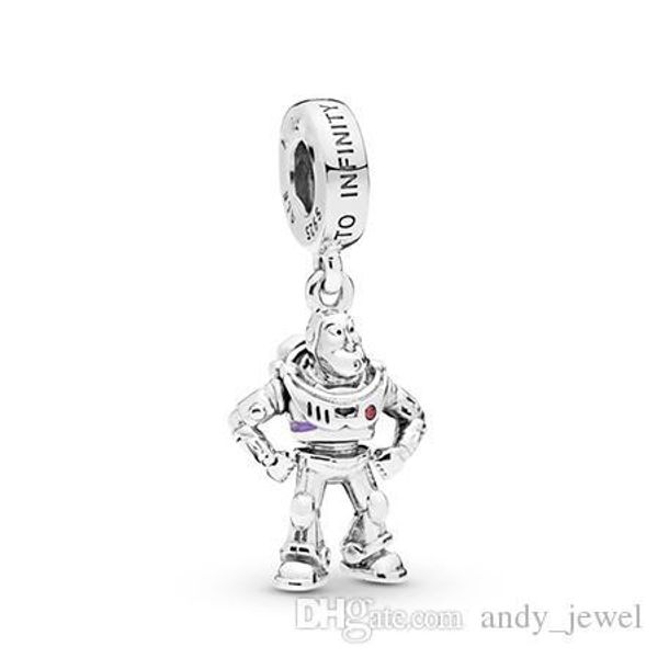

925 sterling silver beads disny, toy, buz lightpendant charm fits european pandora style jewelry bracelets & necklace 798042czr, Bronze;silver