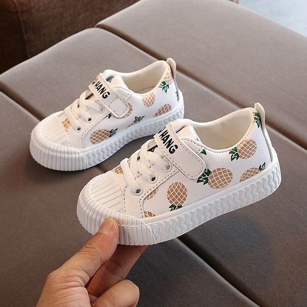 

kids sneakers boys shoes girls strawberry pineapple children leather shoes white black school pink casual shoe flexible