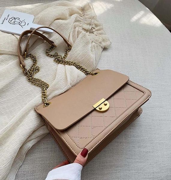 

elegant female plaid tote pu bag 2020 fashion new leather womens designer handbag lock shoulder messenger bag