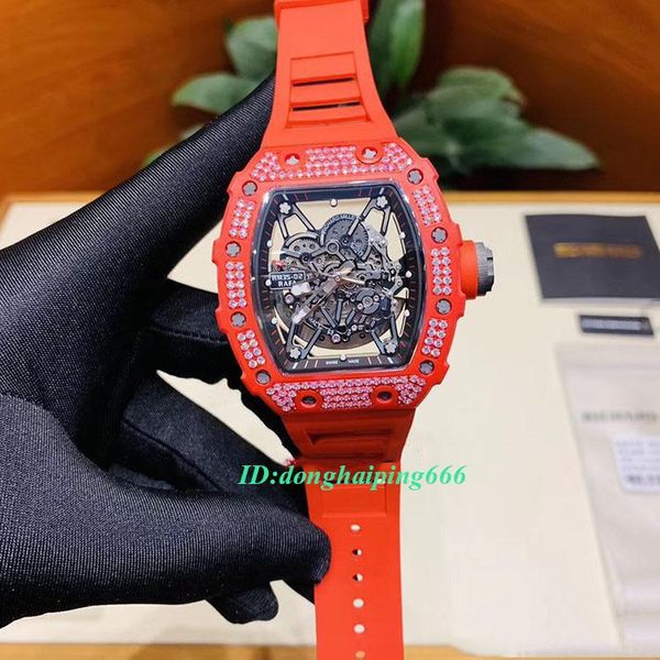 

mens designer watchesred devils version rm 35-02 rafael nadal ntpt whole carbon fiber diamonds case japan nh automatic rm35, Slivery;brown