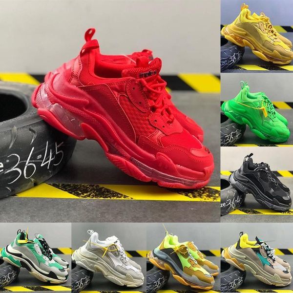 

2020 triple s designer shoes burgundy yellow green all black combination soles fashion casual shoes for men women luxury shoes