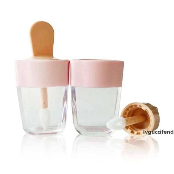 

5pcs empty lip gloss tube containers cream jars diy make up tool cosmetic ice cream transparent lip refillable bottle