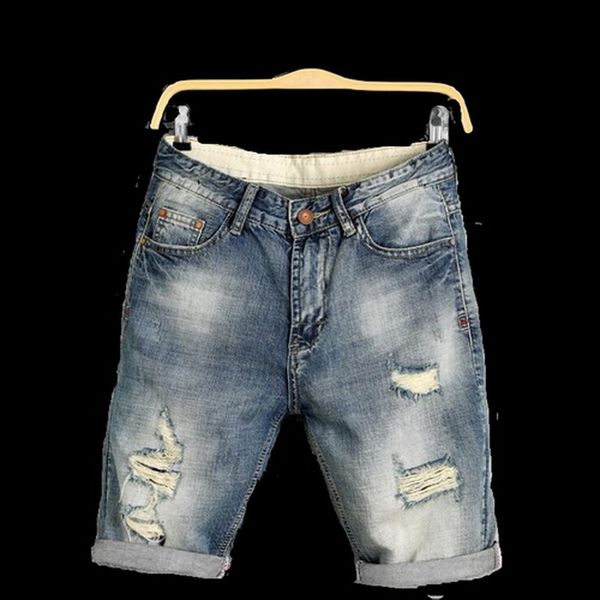 

men's jeans 2021 vxo plus size 27-40 summer denim shorts male men jean skate board harem jogger ankle ripped wave, Blue
