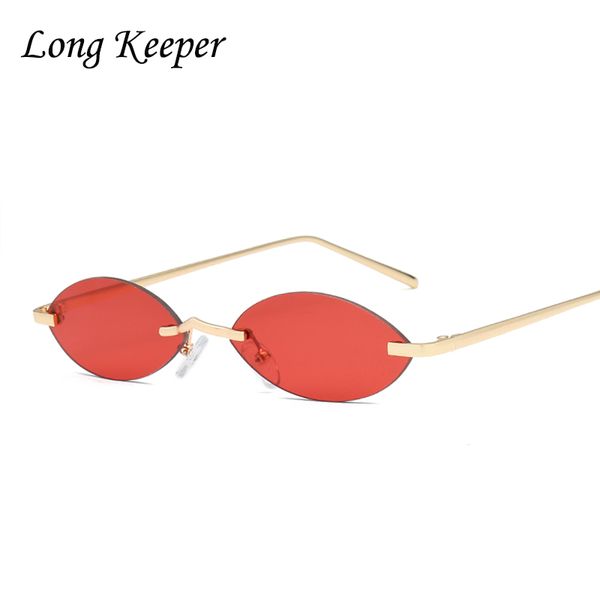 

fashion brand red small oval sunglasses women retro black pink mirror small size rimless vintage sun glasses for men gold metal, White;black