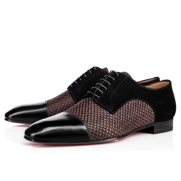 

2019 designer quality red bottom daviol loafers flats lace up spikes men's sneakers flats perfect women leisure party/bussiness/dress, Black