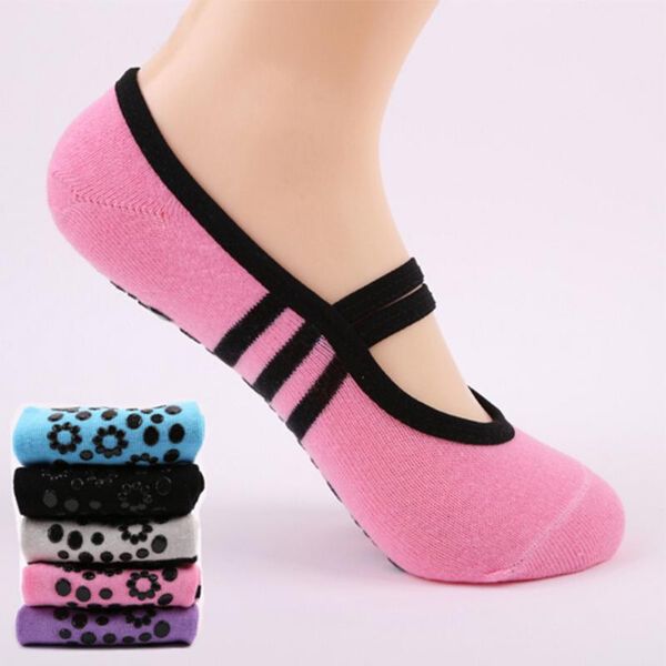 

yoga pilates ballet socks dance sock cycling socks anti slip bandage cotton sports yoga, Black
