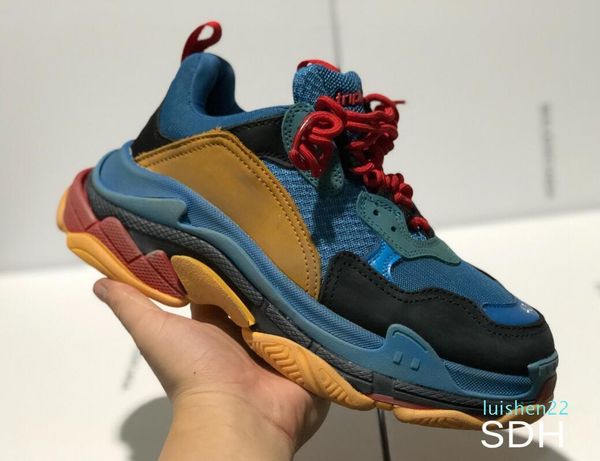 

paris 17fw fashion designer women shoes dad shoes triple s 17fw sneakers for men women spring chaussures navy blue orange daddy shoes l22