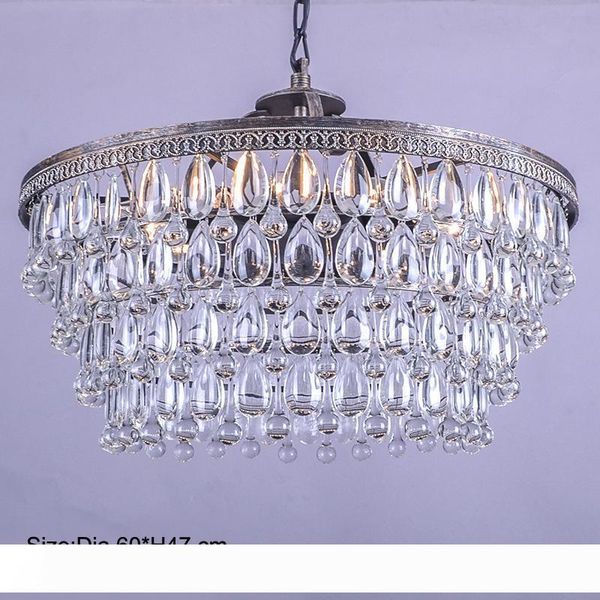 

vintage big glass drops led crystal iron lustres chandeliers pendants modern e14 hanging lamp for kitchen living room bedroom