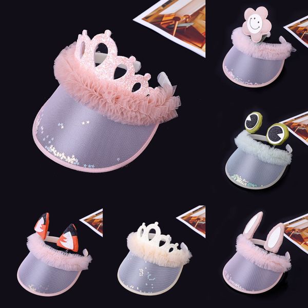

children's children's thin empty thin cartoon cute princess sun girl's sun hat baby girl's empty hat, Yellow