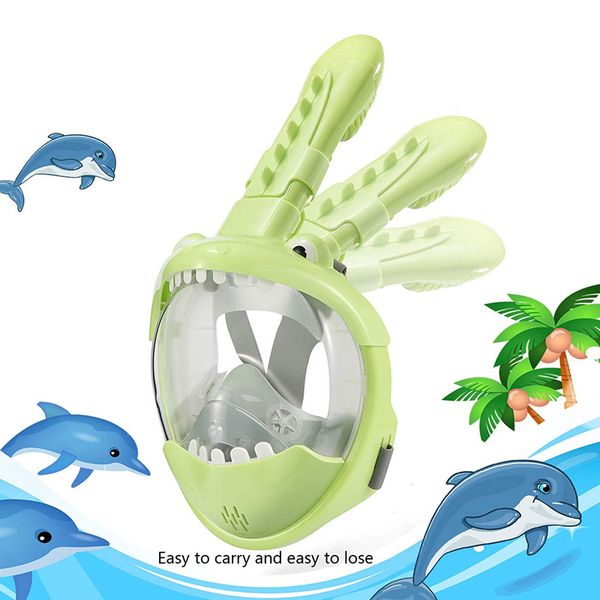 

full face kids snorkel mask foldable 180 degree panoramic view snorkeling mask anti fog anti leak snorkel
