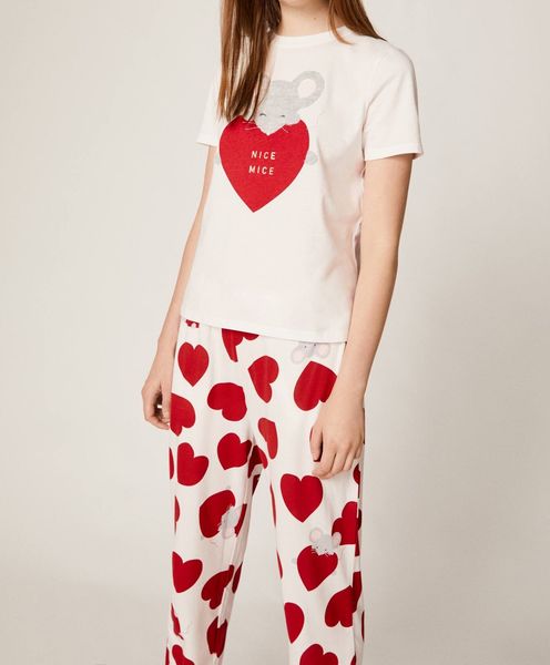 

o 2020 sticky new cotton love women's summer short-sleeved trousers comfortable home home clothes pajamas trousers pajamas suit, Blue;red