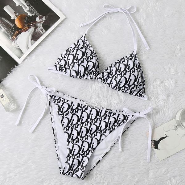 

women swimwear bra god save queens letters print beachsuit bikini suit bandage triangle swimsuit black bikini set, White;black