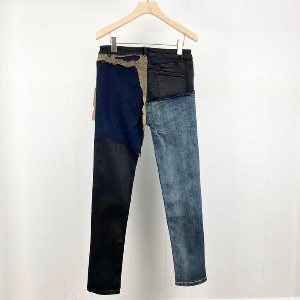 

20ss owen seak мужские модные джинсы хлопок готическая уничтожить мужская одежда осень гетеросексуальных мужчин твердые джинсы штаны, Blue