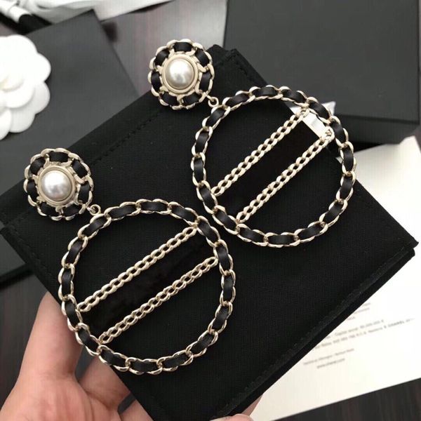 

popular fashion brand high version black cc earrings for lady design women party wedding lovers gift luxury jewelry for bride with box, Golden;silver