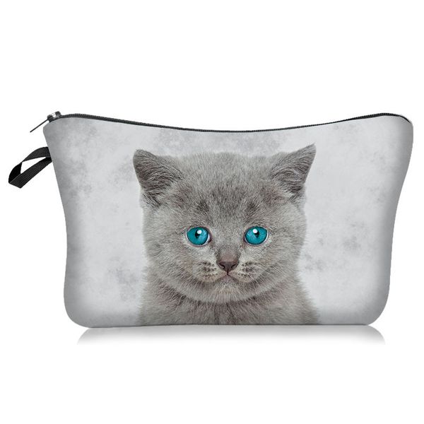 MPB012 güzel kedi 3D baskı makyaj çanta moda seyahat çantası kozmetik organizatör kadın düğün için saklama kutusunu oluşturan