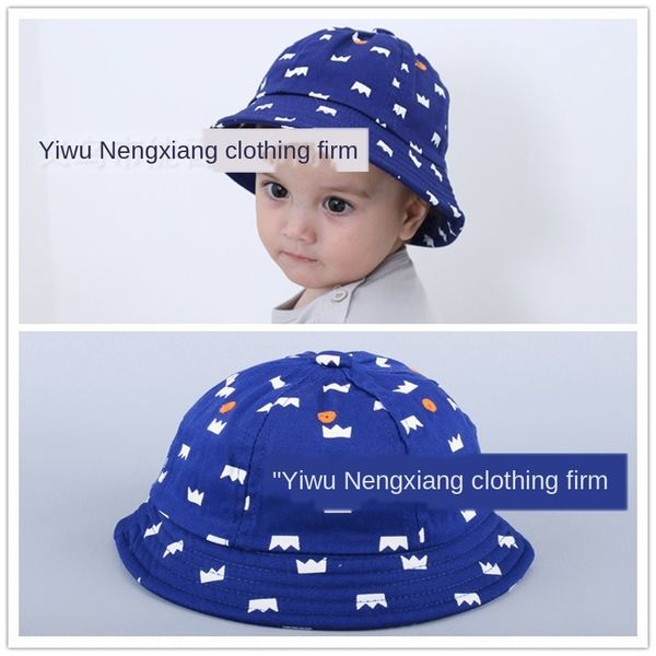 

korean new bucket basin fisherman crown children's cotton sun fisherman basin sun hat bucket hat, Blue;gray