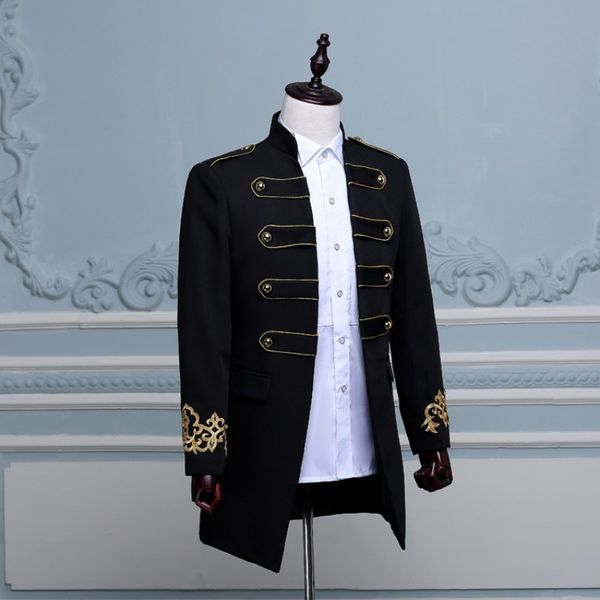 

england style men blazer elegant double breasted long slim fit blazer male design wedding party suit jacket plus size m-2xl, White;black