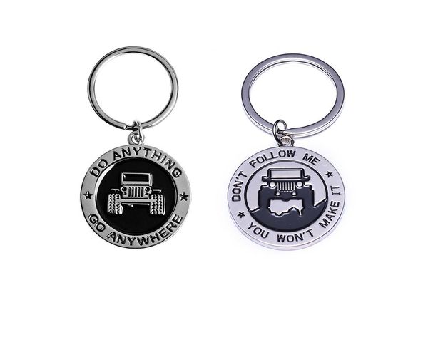 

new car styling design key chain duplex "don't follow me you won't make it" "do anything go anywhere"great gif, Silver