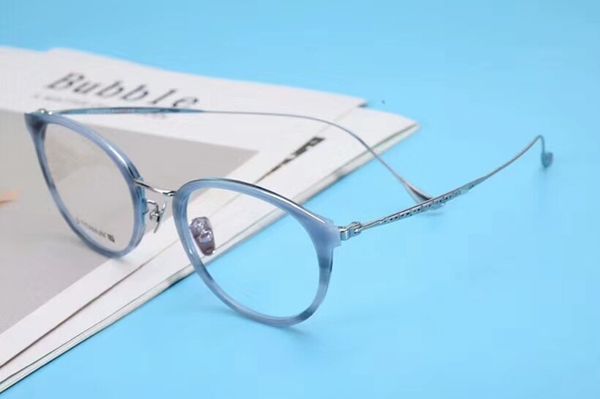 

2020 brand design quality 5112 retro-vintage big round glasses frame super-light pure-titanium+plank prescription glasses with full-set case